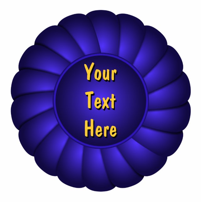 Blue Ribbon Rosette to Personalise Photo Sculpture Magnet (Front)