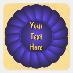 Blue Ribbon Rosette to Personalise Square Sticker