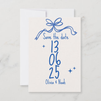 Blue Ribbon Save the Date Card