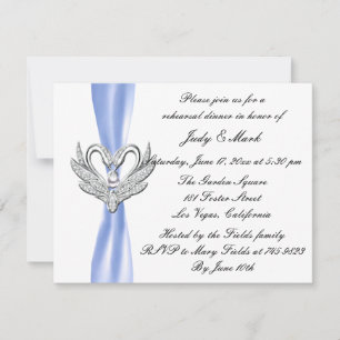 Blue Ribbon Silver Swans Rehearsal Dinner Invite