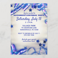 Blue Ribbon & Stars Confetti 17th Birthday Party