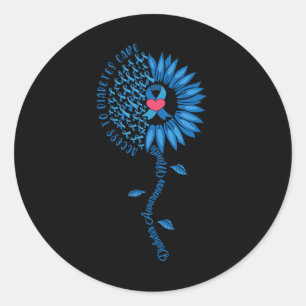 Blue Ribbon Sunflower November Diabetes Awareness  Classic Round Sticker