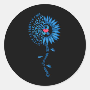Blue Ribbon Sunflower November Diabetes Awareness Classic Round Sticker