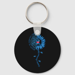 Blue Ribbon Sunflower November Diabetes Awareness Key Ring