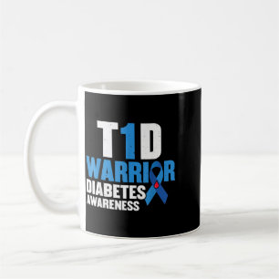 Blue Ribbon T1d Warrior Diabetes Awareness Design Coffee Mug