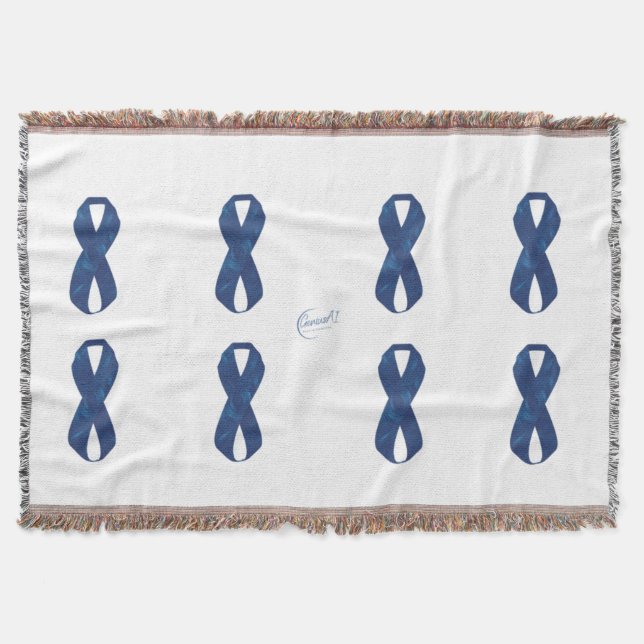 Blue Ribbon Throw Blanket (White) (Front)