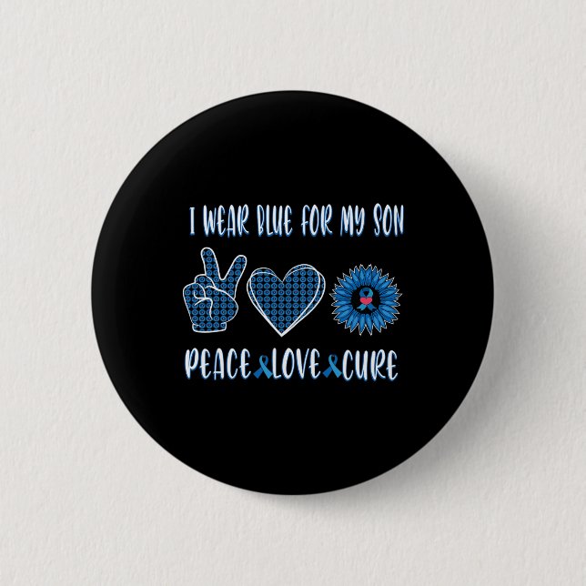 Blue Ribbon To My Son November Diabetes Awareness  6 Cm Round Badge (Front)