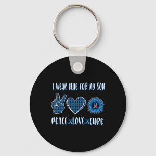 Blue Ribbon To My Son November Diabetes Awareness Key Ring