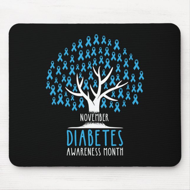 Blue Ribbon Tree - T1d Diabetes Awareness  Mouse Mat (Front)