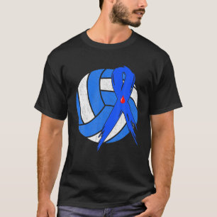 Blue Ribbon Volleyball Diabetes Awareness Warrior T-Shirt