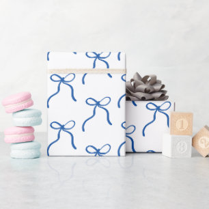 Blue Ribbon Watercolor Baby Boy Gift Wrapping Paper