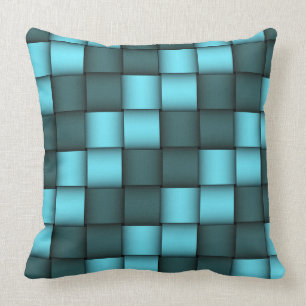 Blue Ribbon Weave Pattern Throw Pillow. Cushion