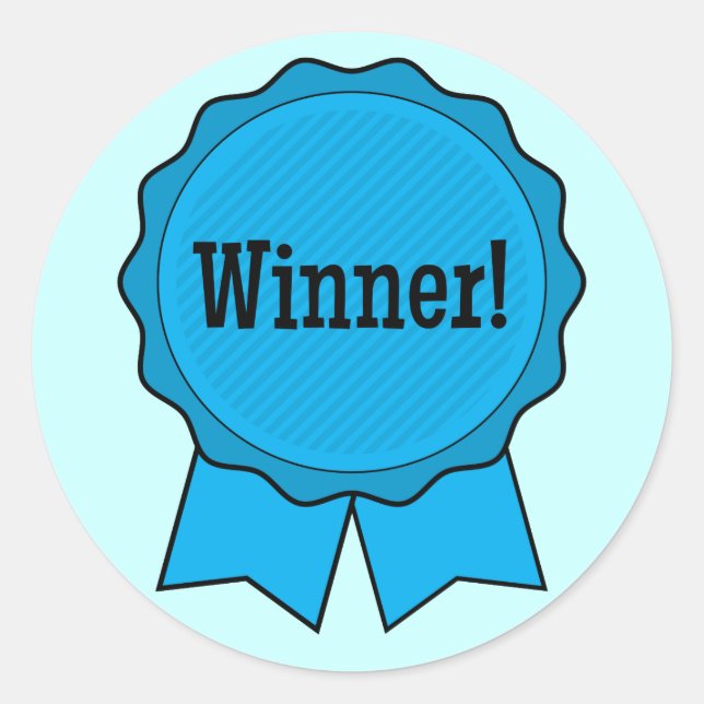 Blue Ribbon Winner Classic Round Sticker (Front)