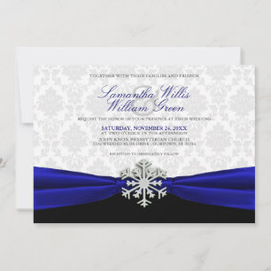 Blue Ribbon Winter Wedding Invitation