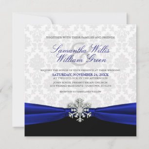 Blue Ribbon Winter Wedding Invitation