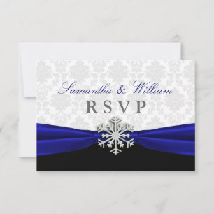Blue Ribbon Winter Wedding RSVP Card