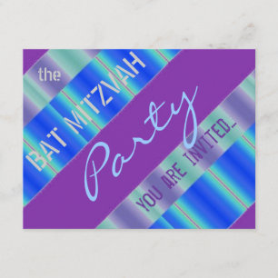 Blue ribbons Bat Mitzvah party Invitation