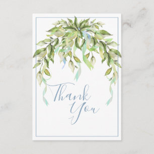 Blue Ribbons Greenery Elegant  Thank You Card