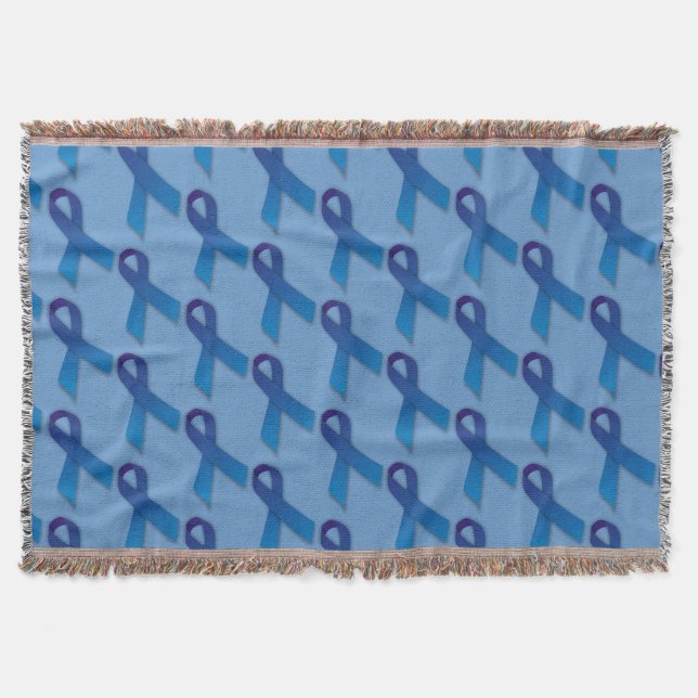 Blue Ribbons Pattern Throw Blanket (Front)