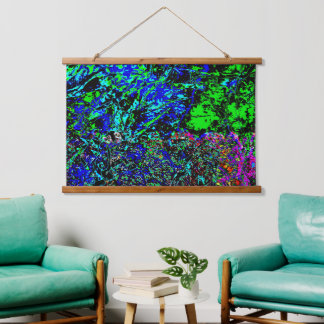 Blue rich texture Wood Topped Wall Tapestry,Joy Hanging Tapestry