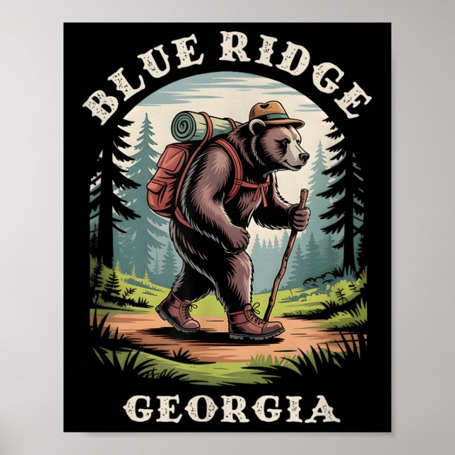 Blue Ridge, Georgia Ga Mountains Hiking Bear Fores Poster (Front)