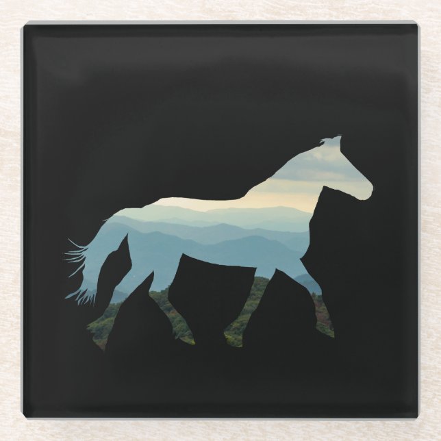 Blue Ridge Horse Glass Coaster (Front)