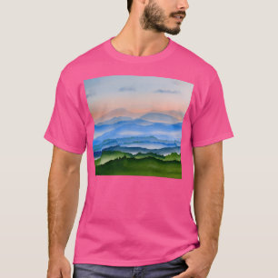 Blue Ridge In The Mist Watercolor Print Active T-Shirt