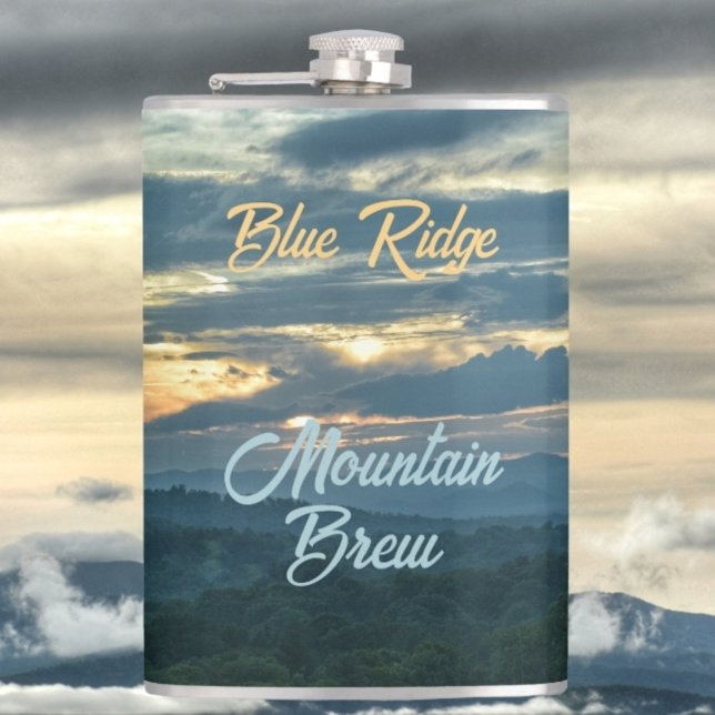 Blue Ridge Mountains Brew Sunset Photographic Hip Flask (Creator Uploaded)