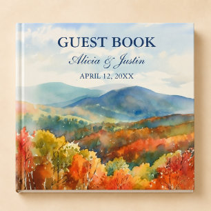 Blue Ridge Mountains Fall Watercolor Wedding Guest Book