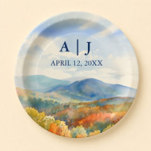 Blue Ridge Mountains Fall Watercolor Wedding
