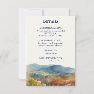 Blue Ridge Mountains Fall Watercolor Wedding Thank You Card