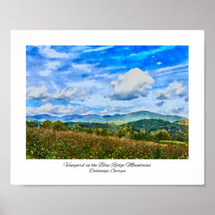 Blue Ridge Mountains Georgia Vineyard Watercolor Poster