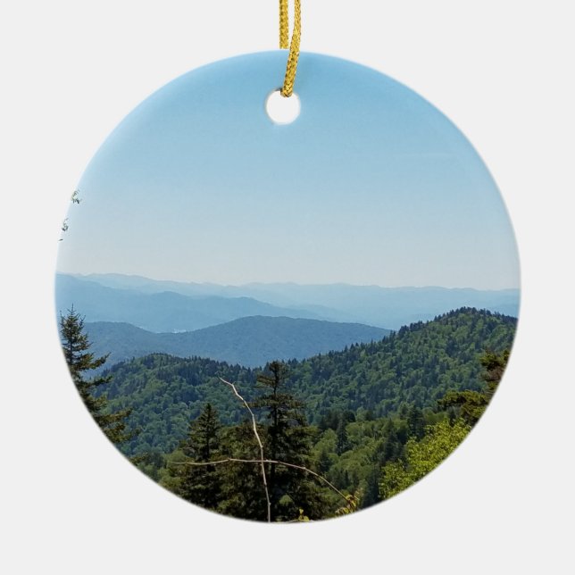 Blue Ridge Mountains near Cherokee, North Carolina Ceramic Tree Decoration (Front)