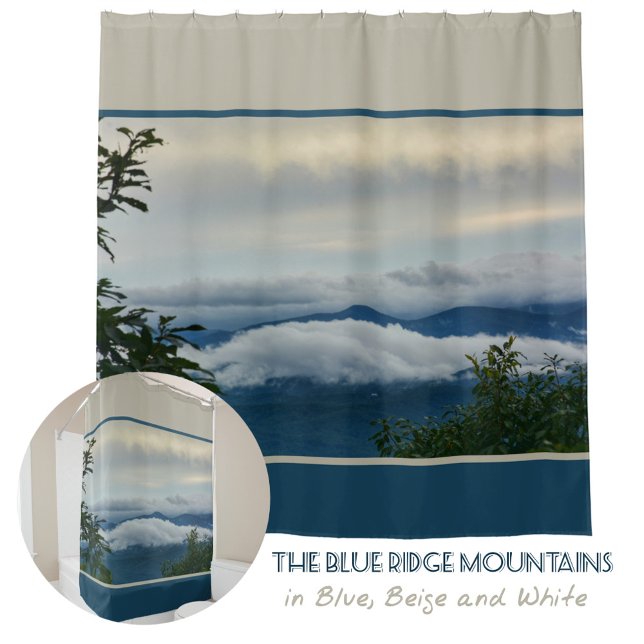 Blue Ridge Mountains Range Photographic Taupe Shower Curtain (Creator Uploaded)