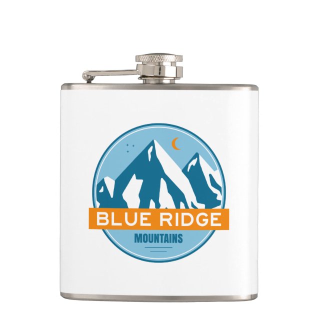 Blue Ridge Mountains Stars Moon Hip Flask (Front)