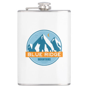 Blue Ridge Mountains Stars Moon Hip Flask