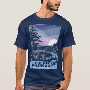 Blue Ridge Parkway at Night WPA Style Vintage T-Shirt