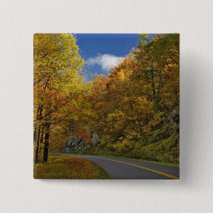 Blue Ridge Parkway curving through autumn colours 15 Cm Square Badge