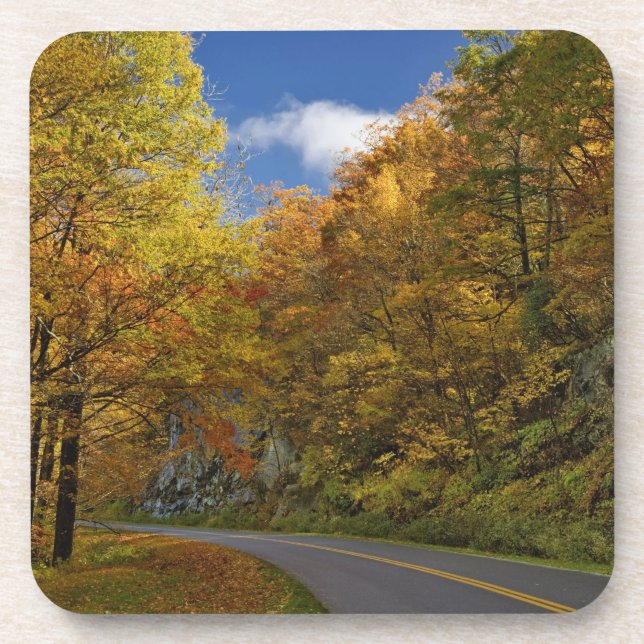 Blue Ridge Parkway curving through autumn colours Coaster (Front)