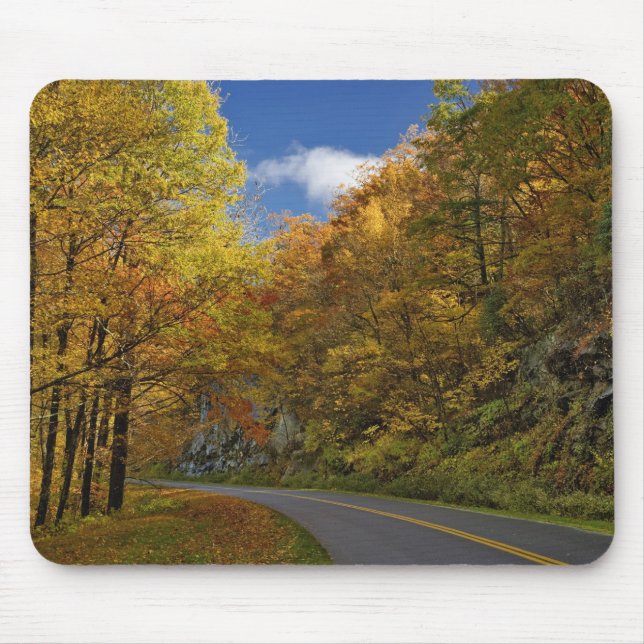 Blue Ridge Parkway curving through autumn colours Mouse Mat (Front)