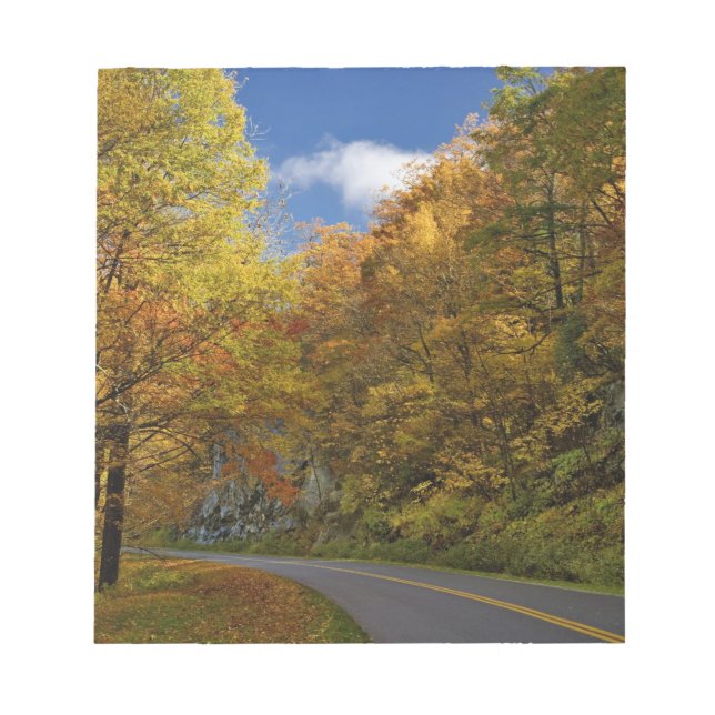 Blue Ridge Parkway curving through autumn colours Notepad (Front)