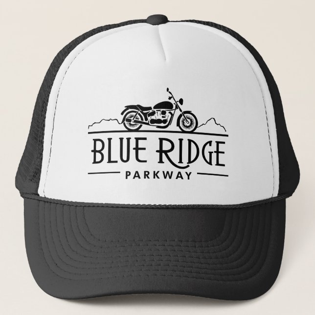 Blue Ridge Parkway Motorcycle Trucker Hat (Front)