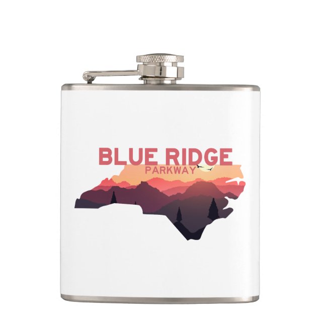 Blue Ridge Parkway North Carolina Map Hip Flask (Front)