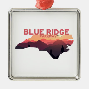 Blue Ridge Parkway North Carolina Map Metal Tree Decoration