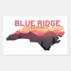 Blue Ridge Parkway North Carolina Map Rectangular Sticker