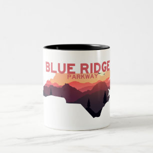 Blue Ridge Parkway North Carolina Map Two-Tone Coffee Mug