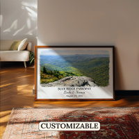 Blue Ridge Parkway North Carolina Poster, Watercol