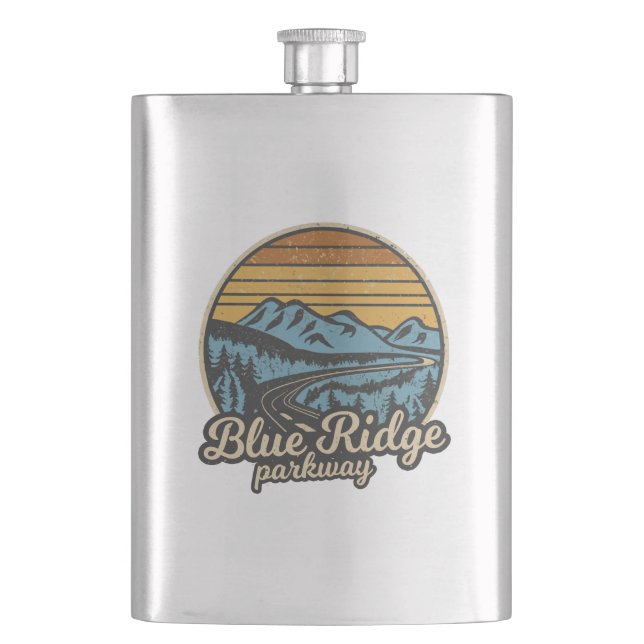 Blue Ridge Parkway Retro Hip Flask (Front)