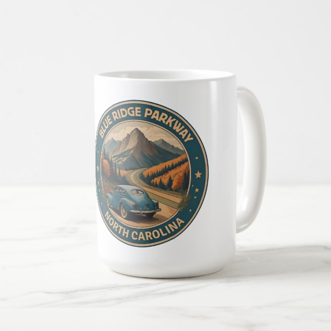 Blue Ridge Parkway Scenic Byway classic car trip Coffee Mug (Front Right)
