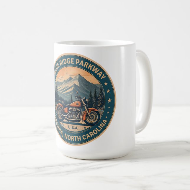 Blue Ridge Parkway Scenic Byway motorcycle trip Coffee Mug (Front Right)